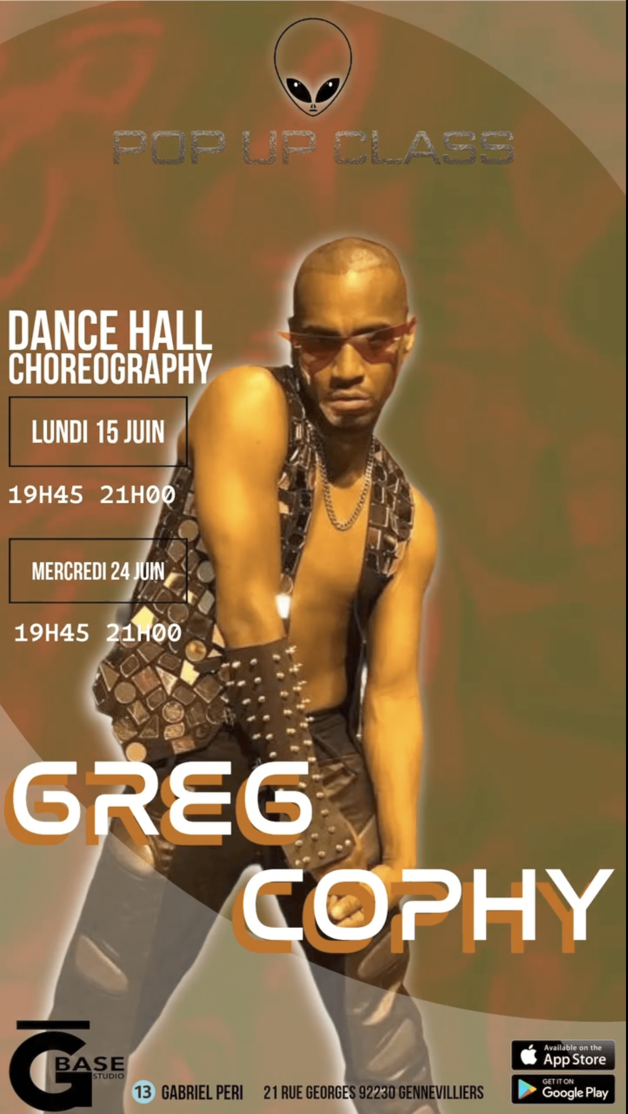 Greg Cophy pop-up dance hall choreography lundi 15 juin a G BASE Studio Gennevilliers